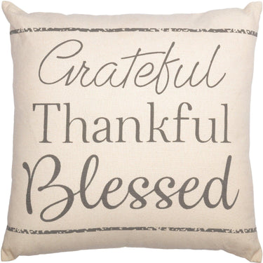 Casement Natural Grateful Thankful Blessed Pillow 18x18 VHC Brands - The Fox Decor